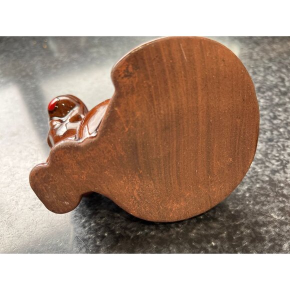 Vtg Ceramic Red & Brown Glaze M. Master Craft Hand Signed Hut And Person - Picture 5 of 5